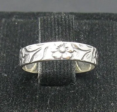 Small Sterling Silver Ring Hallmarked Solid 925 Flower Band 3.5mm Handmade • £14.50