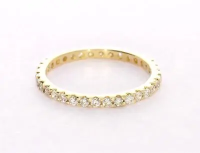 Natural Diamond I1 G 0.72Ct Eternity Anniversary Ring 14K Solid Yellow Gold RS 5 • $408.49