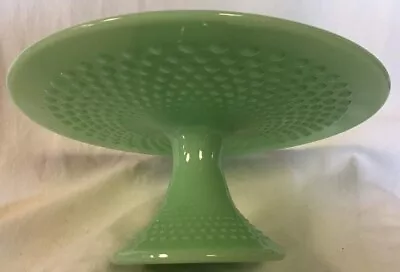 Cake Stand Plate - Gigi Hobnail Pattern - Jade Jadeite Green Glass - Mosser USA • $61.99