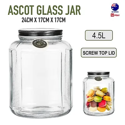 4.5L Large Glass Jar Screw Lid Cookie Canister Container Airtight Storage Cafe • $79.93