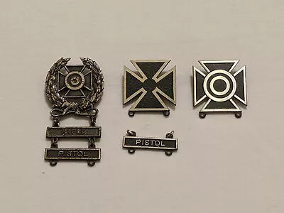 WWII Sterling Silver Army Expert Sharpshooter Marksman Badges W/Rifle Pistol Bar • $24.99