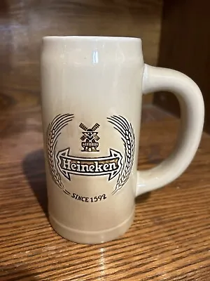 Vintage Heineken Beer Mug Stein Tankard Tan Beige Made In Brazil By Ceramarte • $19.99
