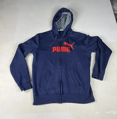 $20 • Buy Puma Hoodie Mens Small Navy Blue Red Spell Out Casual Sweatshirt Sports Men