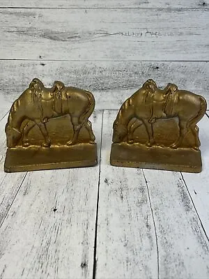 Vintage Saddle Horse Bookends Riverside Brass Canada 5  X 5  • £28.92