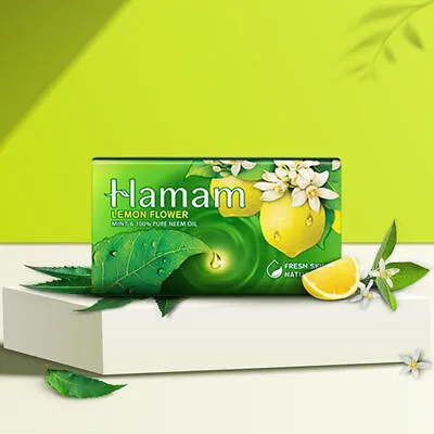 Hamam LEMON FLOWER - Mint & 100% Pure Neem Oil Soap Bar-100Gram - Free Ship • £10.55