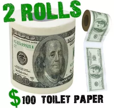 (2) One Hundred Dollar Bill Toilet Paper Money Roll $100 - Funny Gag Gift Joke • $14.98