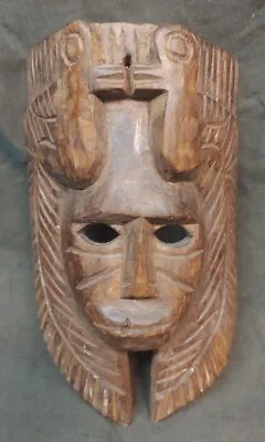 Old Vintage Hand Carved Wooden Inca Mayan Mexican Folk Art Mask Mexico • $55