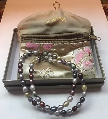 Honora Collection Multi Color Pearls 20” Necklace And Pouch In Original Box QVC • £72.32