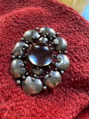 Mary Gage Sterling Silver Brooch With Rock Crystal Cabochon • $2175