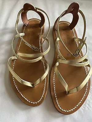 K Jacques Size 38 BRAND NEW Made In France 100% Leather Gold Sandals RRP $429.00 • $139