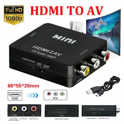HDMI To RCA Composite AV CVBS 3RCA Video Cable Converter 1080p Downscaling Black • $9.05