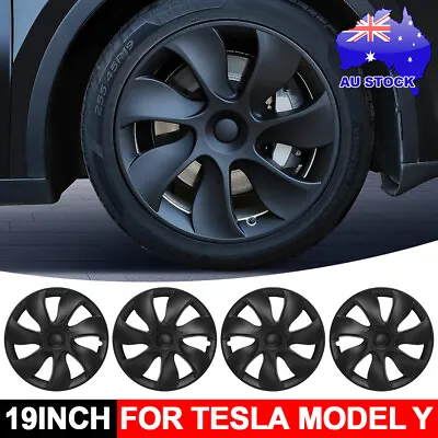 4pcs/Set 19inch Matte Black Wheel Cover Caps Rim Hub For Tesla Model Y 2021-2023 • $128.95