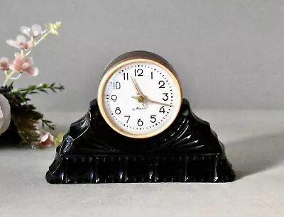 Vintage Table Clock Majak Black Glass Soviet Clock Majak • $100