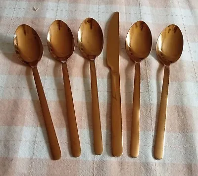 6 Gold Coloured Cutlery Items Exct Condition • £5