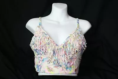 Victoria's Secret Fringe Bikini Swim Top Pastel Padded Adjust Size Large HW6008 • $16.99