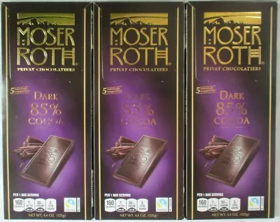 3 Moser Roth Premium Chocolate Dark 85% Cocoa 5-bar 4.4-oz Packs • $11.99
