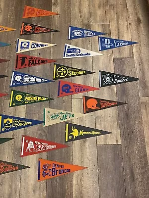 Vintage 1970’s NFL Team Football Sports Display Pennants 26 LOT • $75