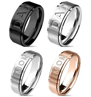  MOM  Or  DAD  Stainless Steel Ring Mothers Day Fathers Day Gift Black Rose Gold • $8.50