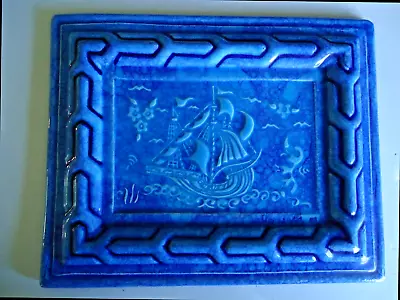 Vintage Artist Signed  Art Pottery Tile  Nautical /Sailing Ship /Extraordinary • $65