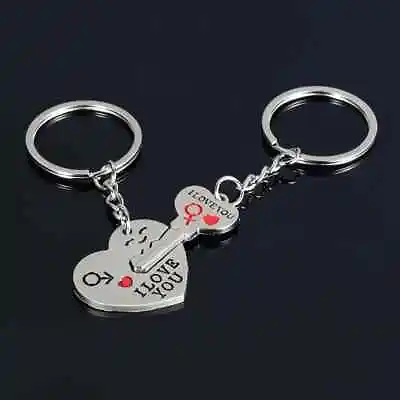 2PCS I Love You Keychain Matching Heart Keyring (E) * • £2.39