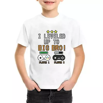 £5.99 • Buy New Boys Leveled Up To Big Brother T-Shirt Gaming Sibling Bro Promotion 2021 Tee
