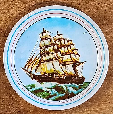 Vintage Clipper Ship Sailboat Metal Tin Coasters Set Of 8 Nautical Grandmacore  • $10.20