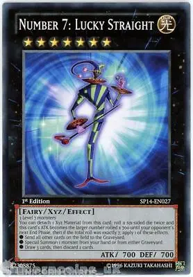 SP14-EN027 Number 7: Lucky Straight 1st Edition Mint YuGiOh Card • £2.09