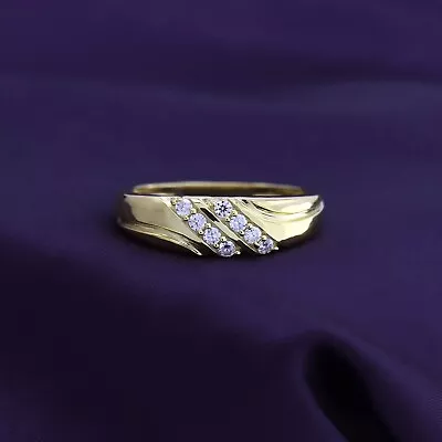 2 Row 14K Yellow Gold Plated Round Cut Diamond Men's Wedding Band Ring 2.25Ct • $129.99