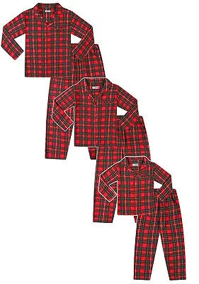 £12.99 • Buy Mens, Ladies, Girls And Boys Pure Cotton Matching Family Red Tartan Pyjama Set