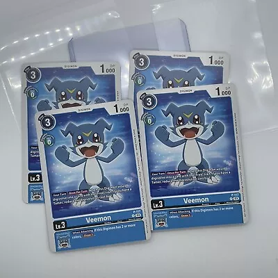 4x Veemon P-117 (NYCC 2023 Demo Deck) NM Digimon Card Game PLAYSET Top Loader • $14.99