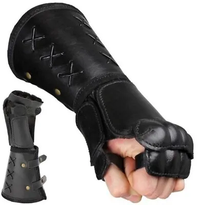 Medieval Bracer Men's Faux Leather Wrist Armor Knight Gloves Arm Guard Steampunk • $38.71