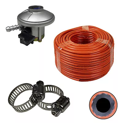 Gas Pipe Hose Propane Butane Calor Bbq Camping Caravan 8mm Regulator And Clamps • £5.99