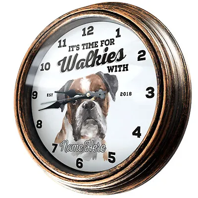 Personalised Kitchen Clock Boxer Dog Name Round Wall Hanging New Home Gift DC05 • £22.95