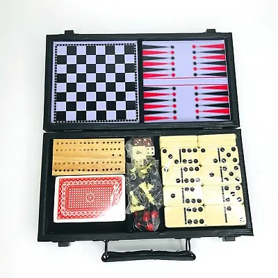Magnetic Travel Games 5-in1 Backgammon Checkers Chess Cribbage Dominoes *READ* • $16.99