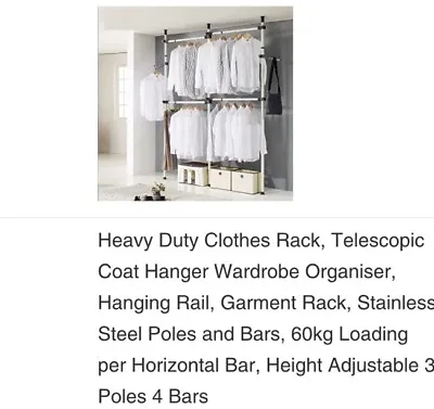 Heavy Duty Double Clothes Rail Hanging Rack • £10