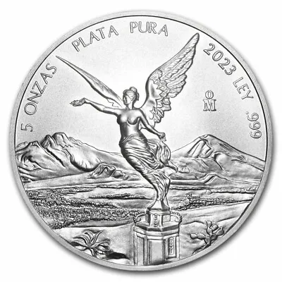 2023 Mexico Libertad 5 Oz 999 Silver Coin Plata Pura Onza Mexican BU UNC - JP545 • $205