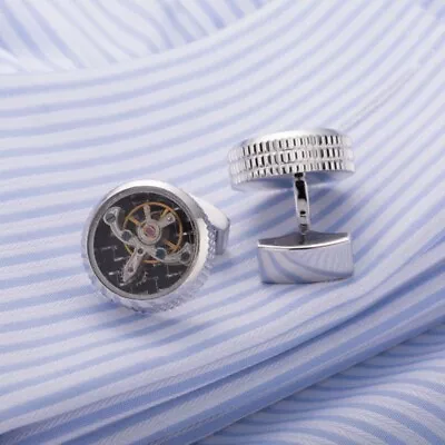 Silver Cufflinks Precision Mechanics Shirt Accessories Cufflinks Wedding Jewelry • $23.32