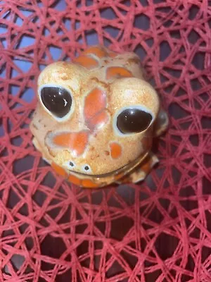 Vintage 1970’s Orange Speckled  Spotted Frog Ceramic Sponge Holder  Planter • $18