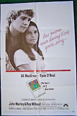  Love Story  1970 Original 1-sheet Movie Poster Ryan O'Neal/Ali McGraw • $10