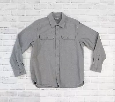 Eddie Bauer Flannel Shirt Men’s Medium Gray Outdoor Camping Shacket Warm Button  • $9.99