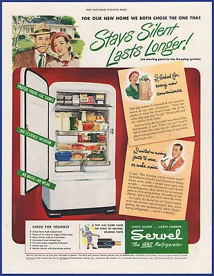 Vintage 1948 SERVEL Gas Refrigerator Kitchen Appliance Ephemera 40's Print Ad • $9.71