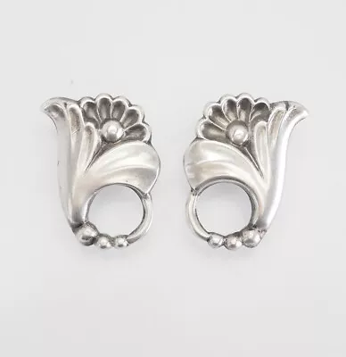 Art Nouveau Style Flower Sterling Silver International Silver La Paglia Earrings • $125