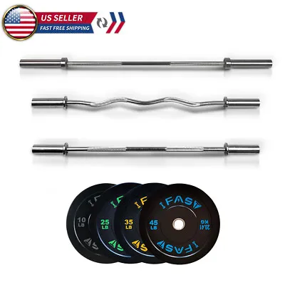 IFAST Olympic Barbell Bar Plates 4Ft/5Ft/7.2Ft Solid Iron Fitness Weightlifting • $48.99