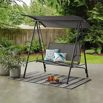 Porch Swing Hammock Bench Lounge Chair Steel 2 Seat Padded Outdoor With Canopy • $173.57