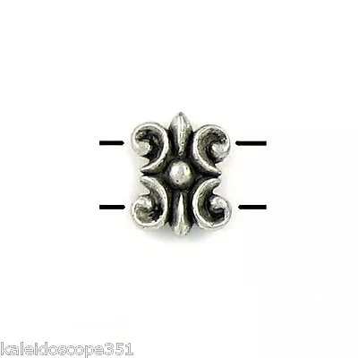 Antique Silver Pewter Double Bead 2 Hole Spacer 4 Beads Pb17 • $8.99