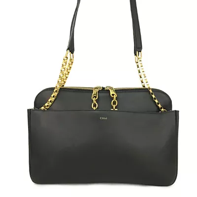 Chloe Lucy Leather Shoulder Bag Black/3Y0176 • $1