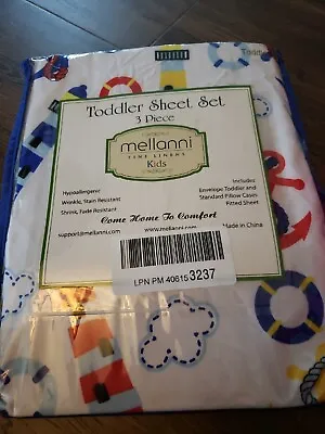 Mellanni Fitted Toddler Crib Bed Sheet & Pillowcase Nautical Lighthouse Anchor • $19.99