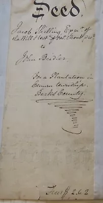 1844 Deed Cumru Township Berks CountyPAJacob ShillingExecutor To John Beidler • $19.95