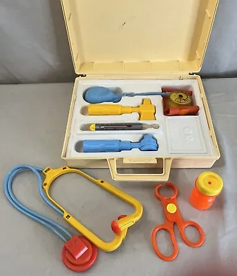 Vintage 1977 Fisher Price Medical Kit Doctor Nurse Carry Case Pretend Play • $10