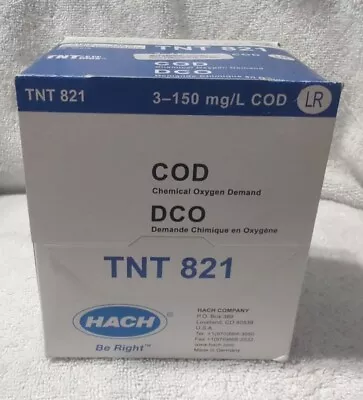 Hach Chemical Oxygen Demand TNT 821 1 Box See Description • $59.95